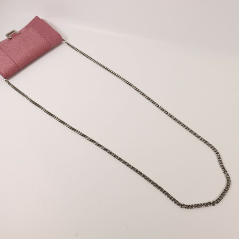 BALENCIAGA 牛皮皮革Hourless Mini Wallet Glitter銀扣鏈帶肩背袋-7