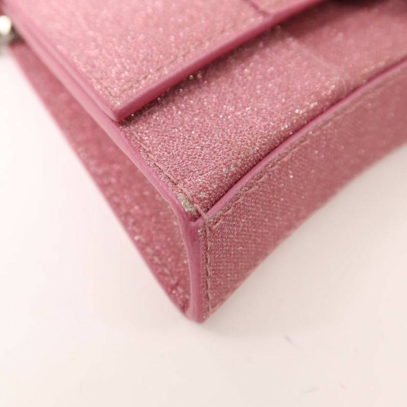 BALENCIAGA 牛皮皮革Hourless Mini Wallet Glitter銀扣鏈帶肩背袋-10