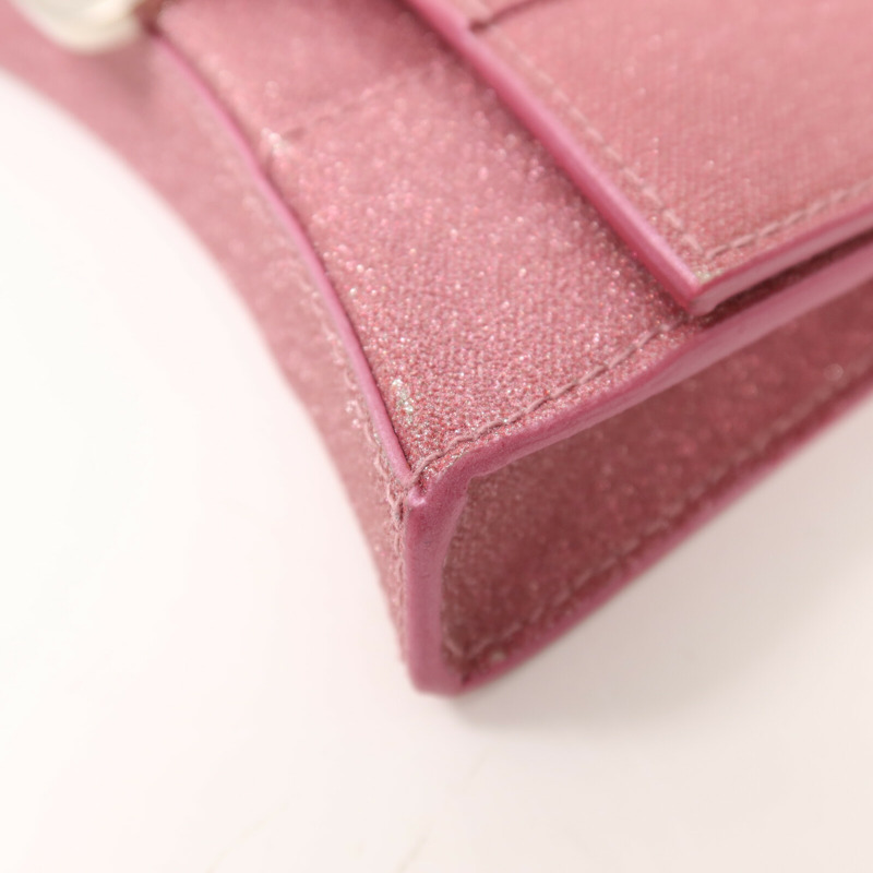 BALENCIAGA 牛皮皮革Hourless Mini Wallet Glitter銀扣鏈帶肩背袋-11