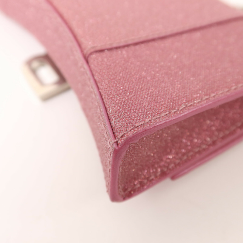 BALENCIAGA 牛皮皮革Hourless Mini Wallet Glitter銀扣鏈帶肩背袋-13