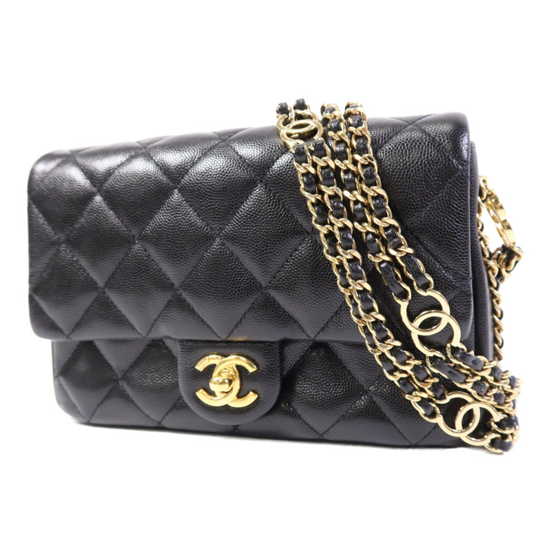 CHANEL 牛皮皮革Mini Flap Bag金扣鏈帶肩背袋-2