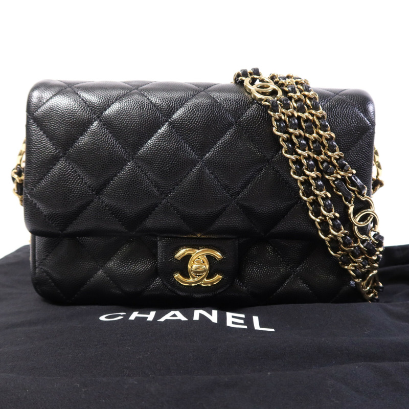 CHANEL 牛皮皮革Mini Flap Bag金扣鏈帶肩背袋-10
