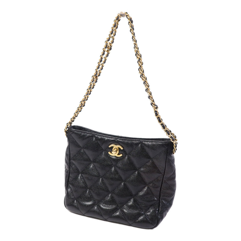 CHANEL 牛皮皮革Hobo Bag金扣鏈帶肩背袋-2