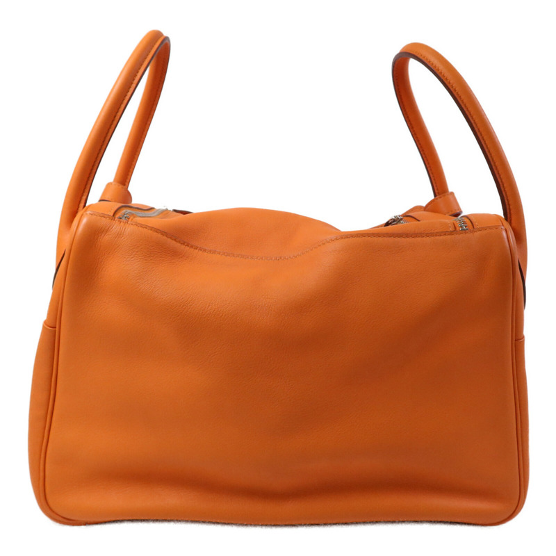 HERMES Swift皮革Lindy 34銀扣手挽肩背兩用袋Orange-1