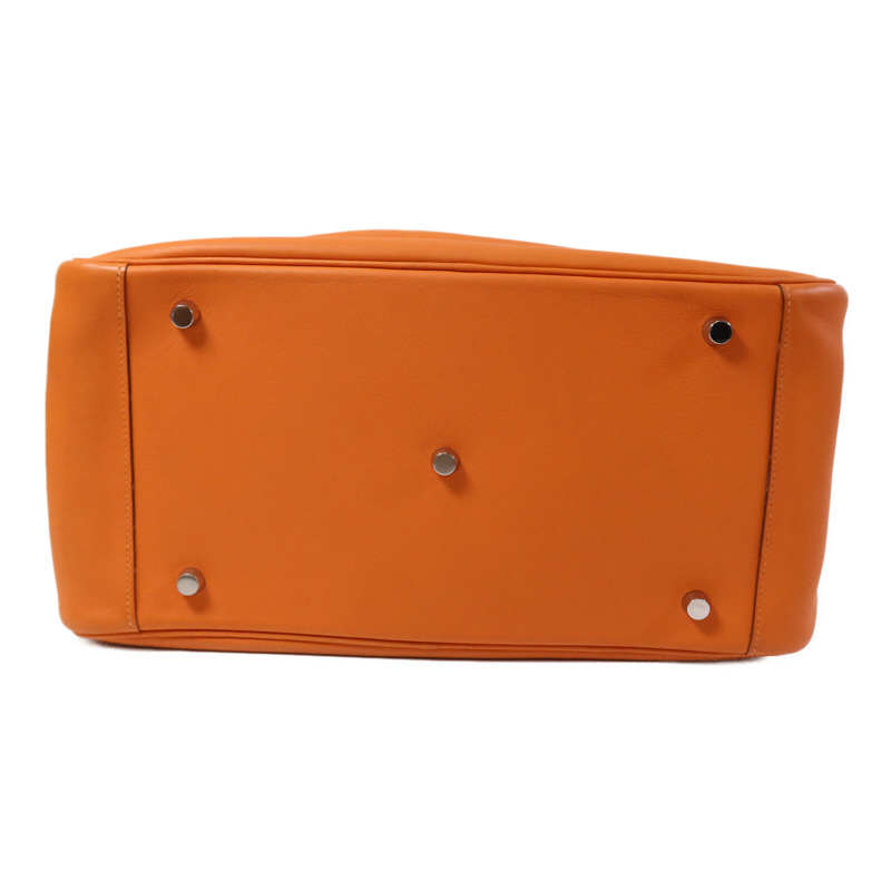 HERMES Swift皮革Lindy 34銀扣手挽肩背兩用袋Orange-3