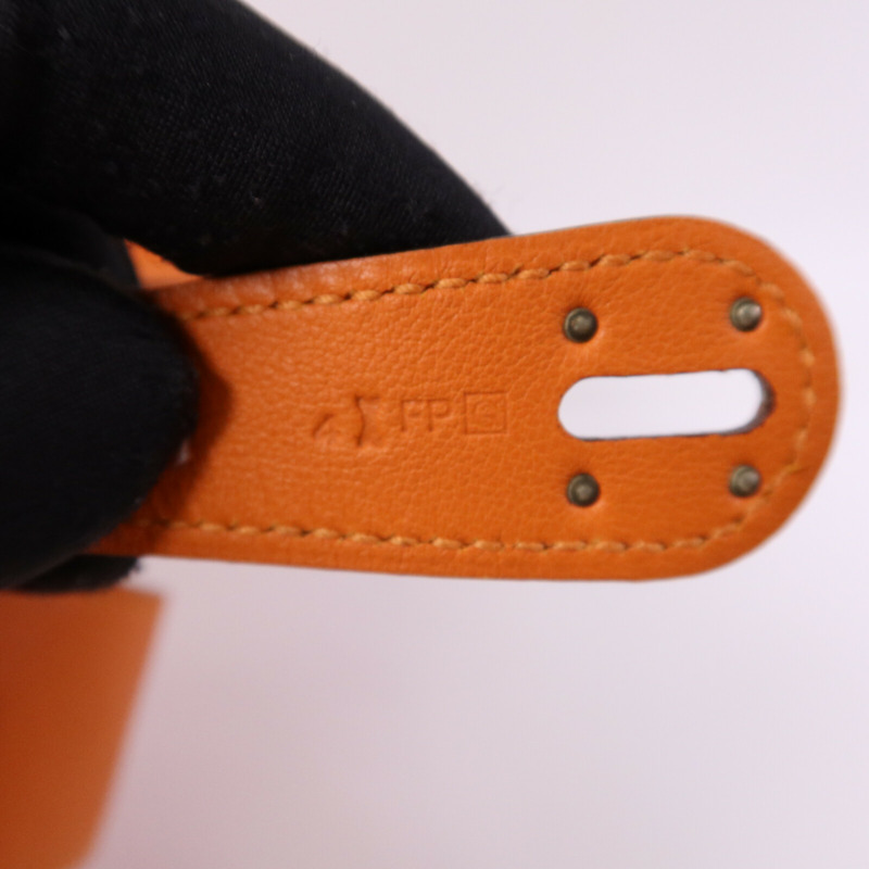 HERMES Swift皮革Lindy 34銀扣手挽肩背兩用袋Orange-7