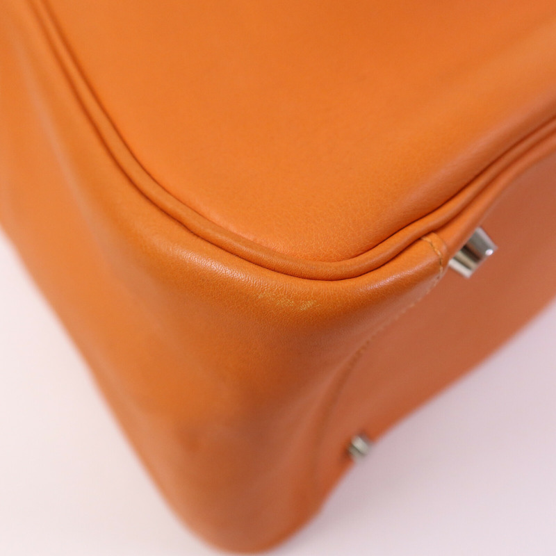 HERMES Swift皮革Lindy 34銀扣手挽肩背兩用袋Orange-11