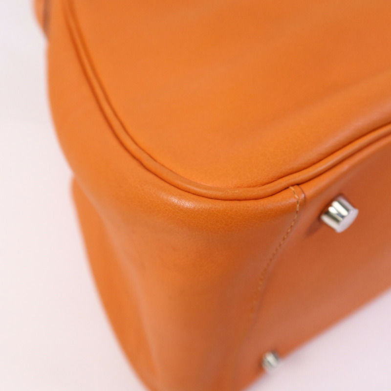 HERMES Swift皮革Lindy 34銀扣手挽肩背兩用袋Orange-13