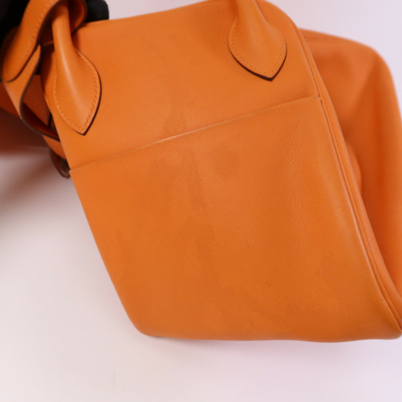 HERMES Swift皮革Lindy 34銀扣手挽肩背兩用袋Orange-16