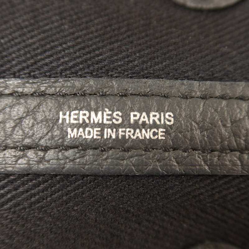 HERMES 帆布Garden Party TPM銀扣手挽袋Noir-5