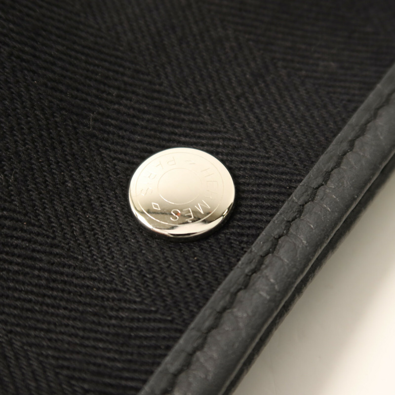 HERMES 帆布Garden Party TPM銀扣手挽袋Noir-7