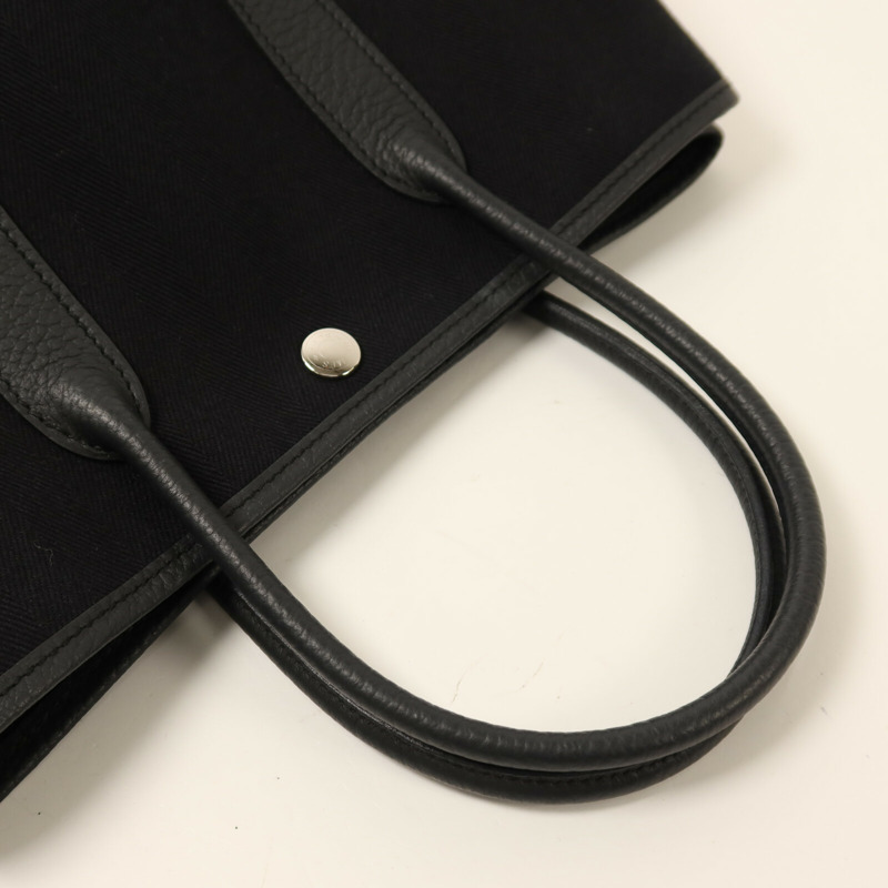 HERMES 帆布Garden Party TPM銀扣手挽袋Noir-8