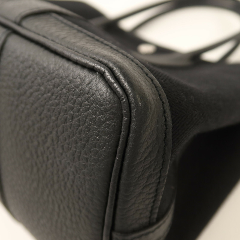 HERMES 帆布Garden Party TPM銀扣手挽袋Noir-11