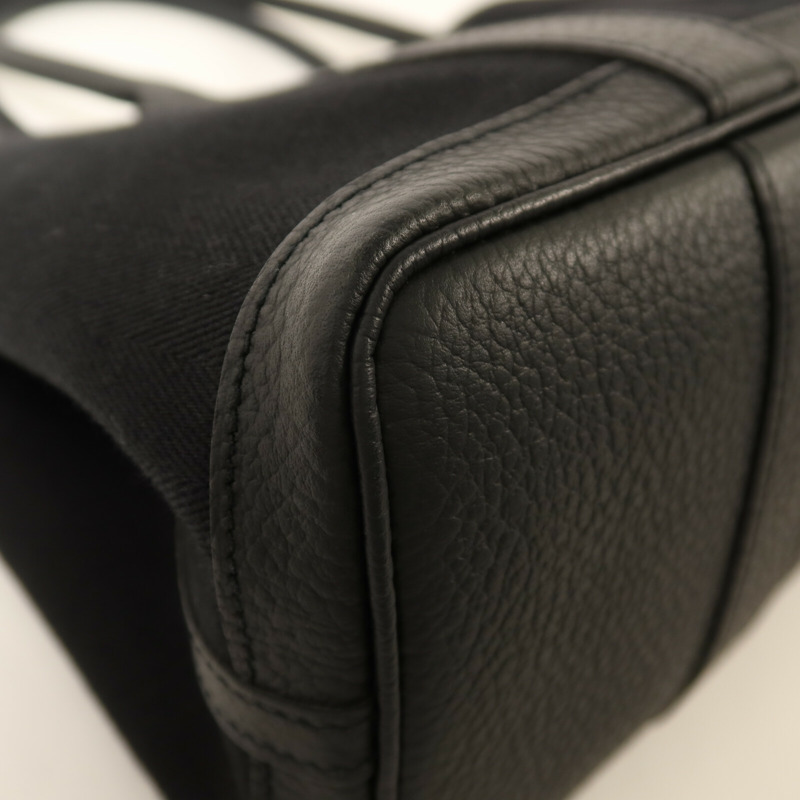 HERMES 帆布Garden Party TPM銀扣手挽袋Noir-12