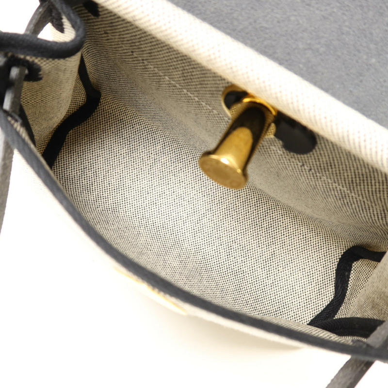 HERMES Toile H帆布Mini Herbag金扣肩背袋Noir-4