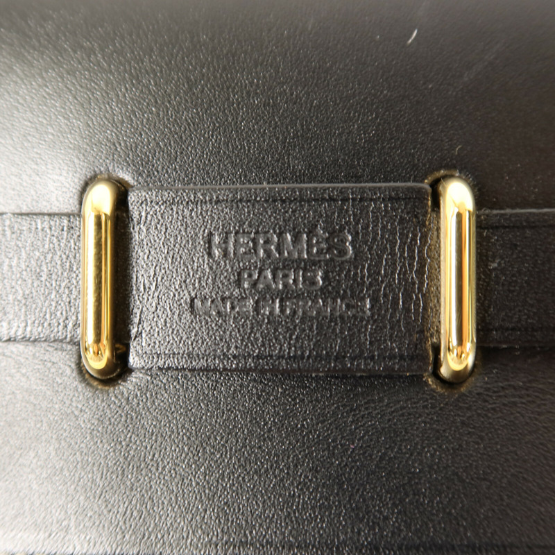 HERMES Toile H帆布Mini Herbag金扣肩背袋Noir-5