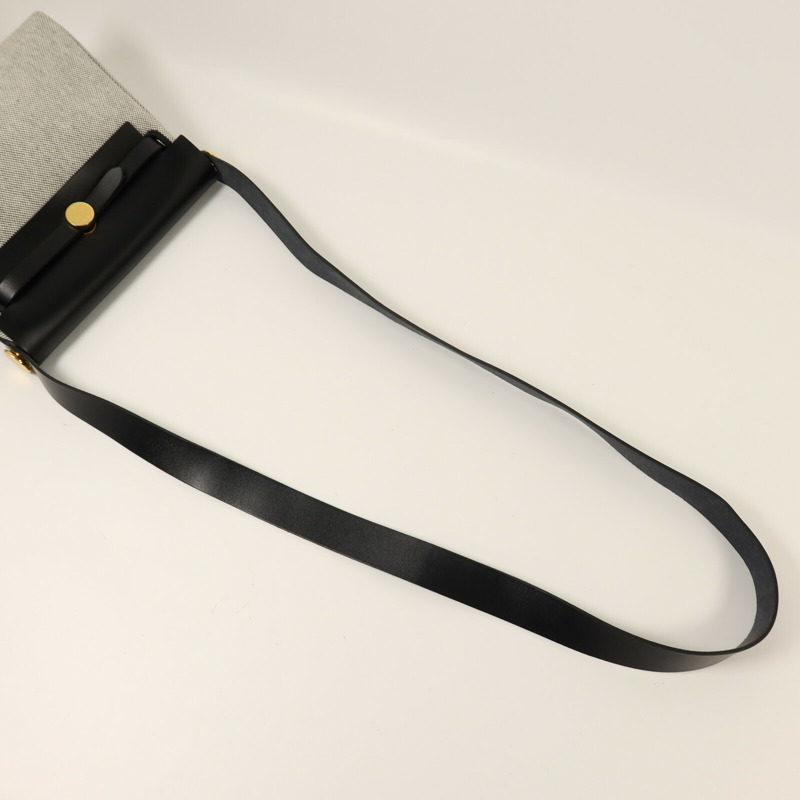HERMES Toile H帆布Mini Herbag金扣肩背袋Noir-7