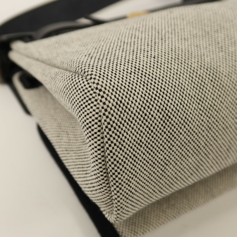HERMES Toile H帆布Mini Herbag金扣肩背袋Noir-9