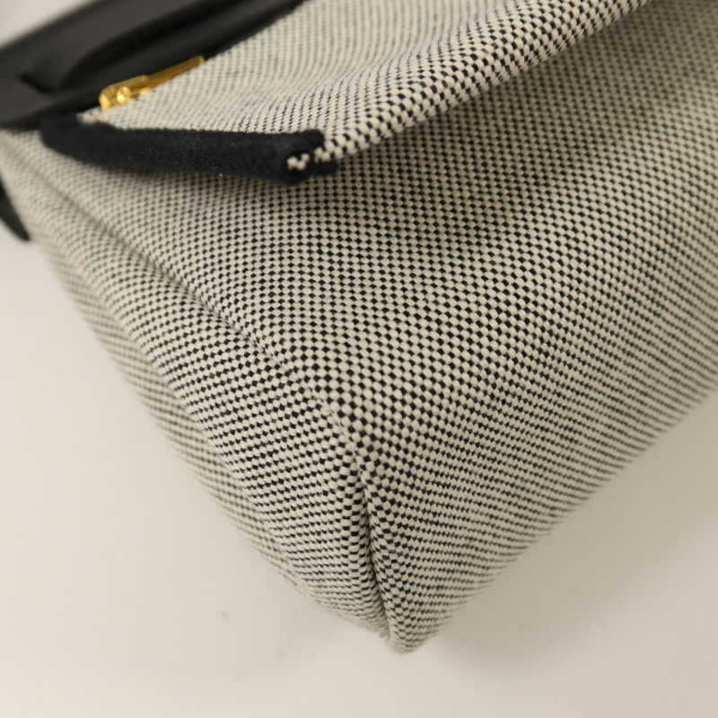 HERMES Toile H帆布Mini Herbag金扣肩背袋Noir-11