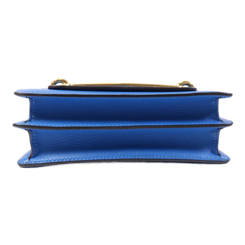 HERMES Evercolor皮革Mini Roulis金扣肩背袋Blue Zanzibar-3