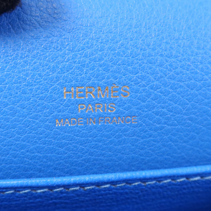 HERMES Evercolor皮革Mini Roulis金扣肩背袋Blue Zanzibar-5