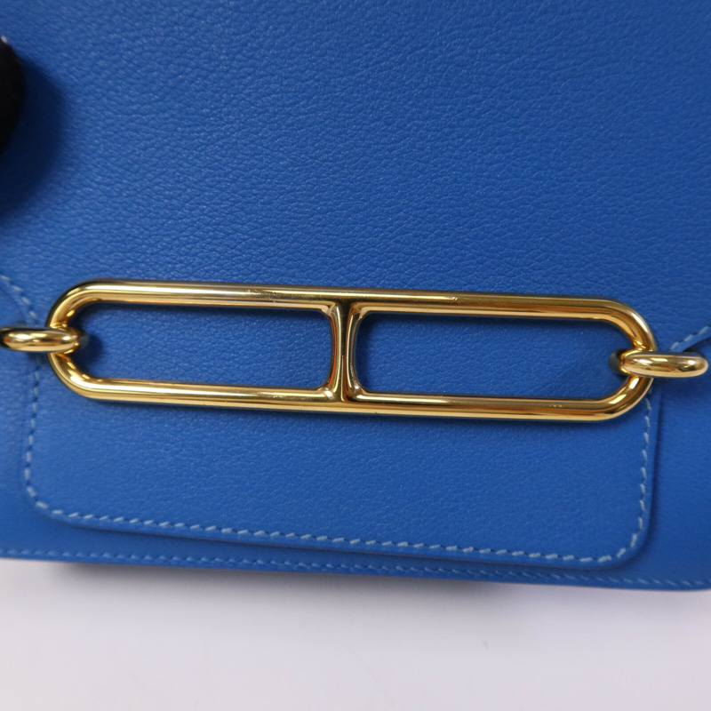 HERMES Evercolor皮革Mini Roulis金扣肩背袋Blue Zanzibar-6