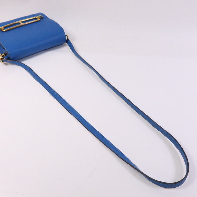 HERMES Evercolor皮革Mini Roulis金扣肩背袋Blue Zanzibar-8