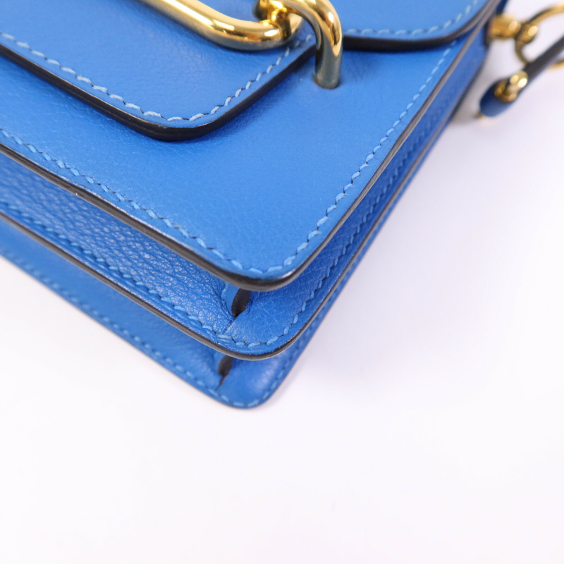 HERMES Evercolor皮革Mini Roulis金扣肩背袋Blue Zanzibar-10
