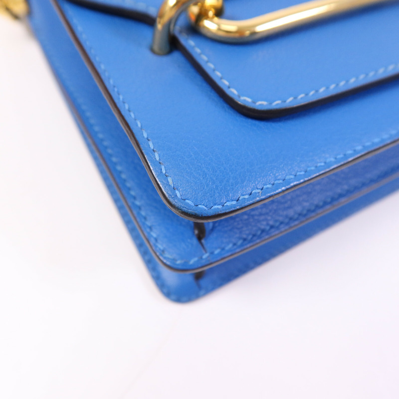 HERMES Evercolor皮革Mini Roulis金扣肩背袋Blue Zanzibar-11