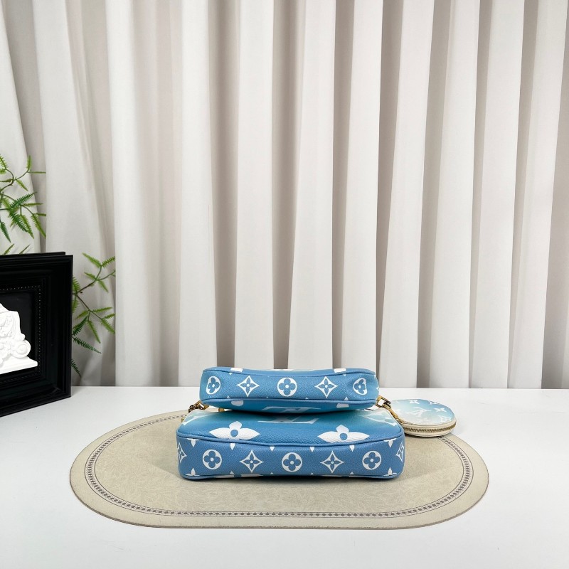 LV路易威登 夏日限定漸變藍色五合一組合包 帆布拼皮 麻將包腋下包手提單肩斜挎包 女款 清新又時尚-4