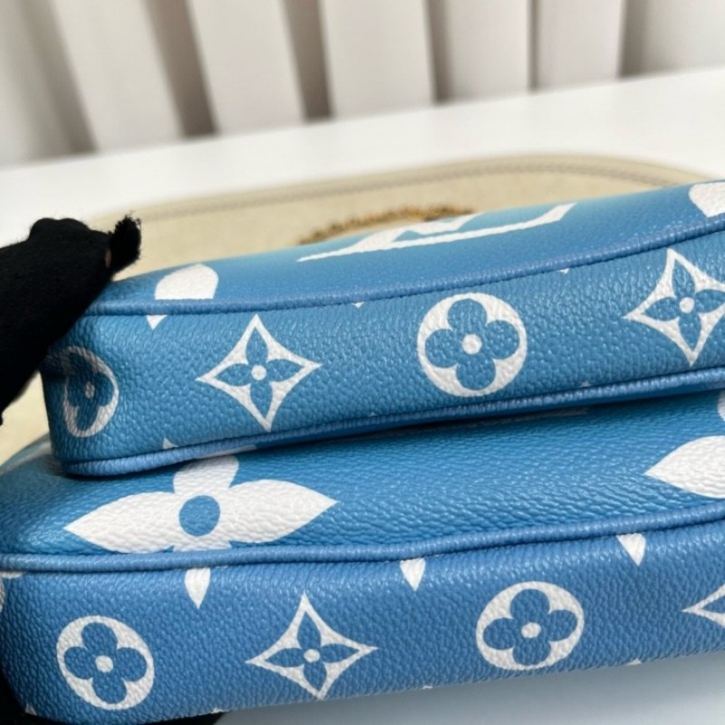 LV路易威登 夏日限定漸變藍色五合一組合包 帆布拼皮 麻將包腋下包手提單肩斜挎包 女款 清新又時尚-8