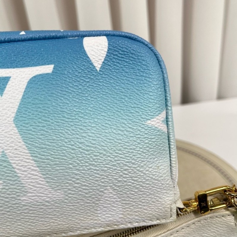 LV路易威登 夏日限定漸變藍色五合一組合包 帆布拼皮 麻將包腋下包手提單肩斜挎包 女款 清新又時尚-10