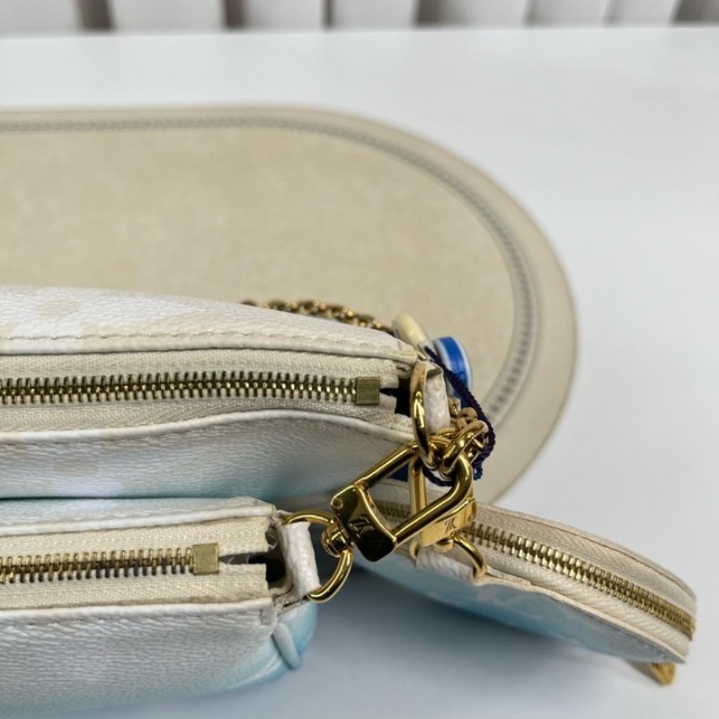 LV路易威登 夏日限定漸變藍色五合一組合包 帆布拼皮 麻將包腋下包手提單肩斜挎包 女款 清新又時尚-15