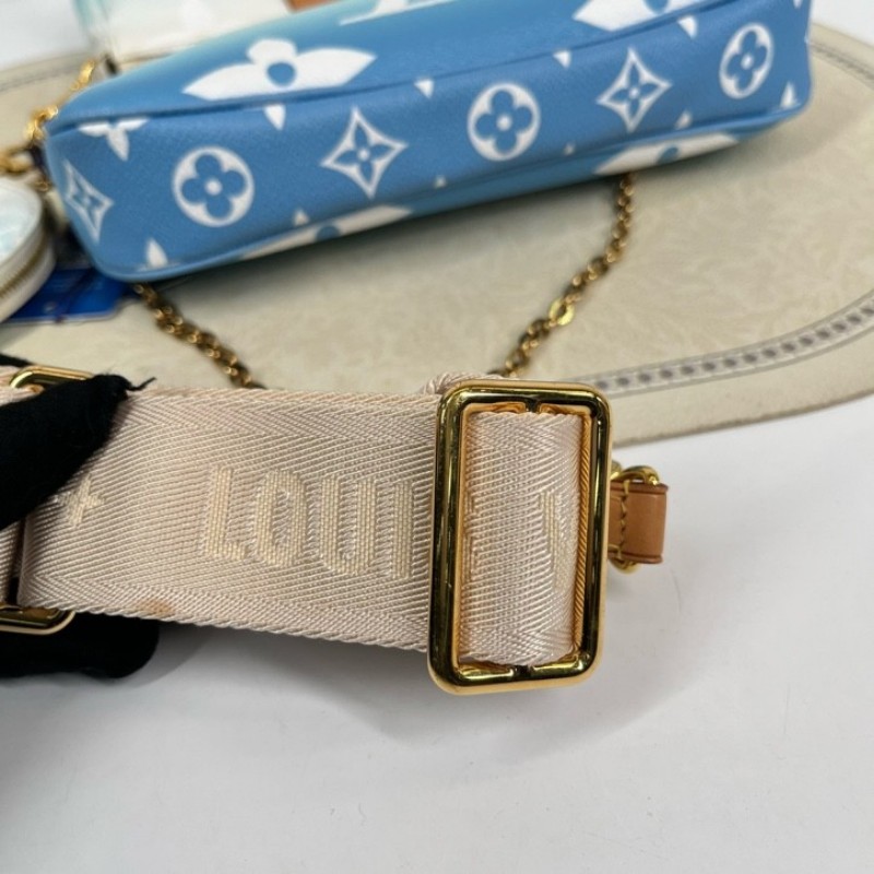 LV路易威登 夏日限定漸變藍色五合一組合包 帆布拼皮 麻將包腋下包手提單肩斜挎包 女款 清新又時尚-18