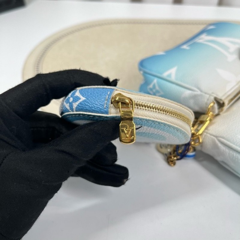 LV路易威登 夏日限定漸變藍色五合一組合包 帆布拼皮 麻將包腋下包手提單肩斜挎包 女款 清新又時尚-19