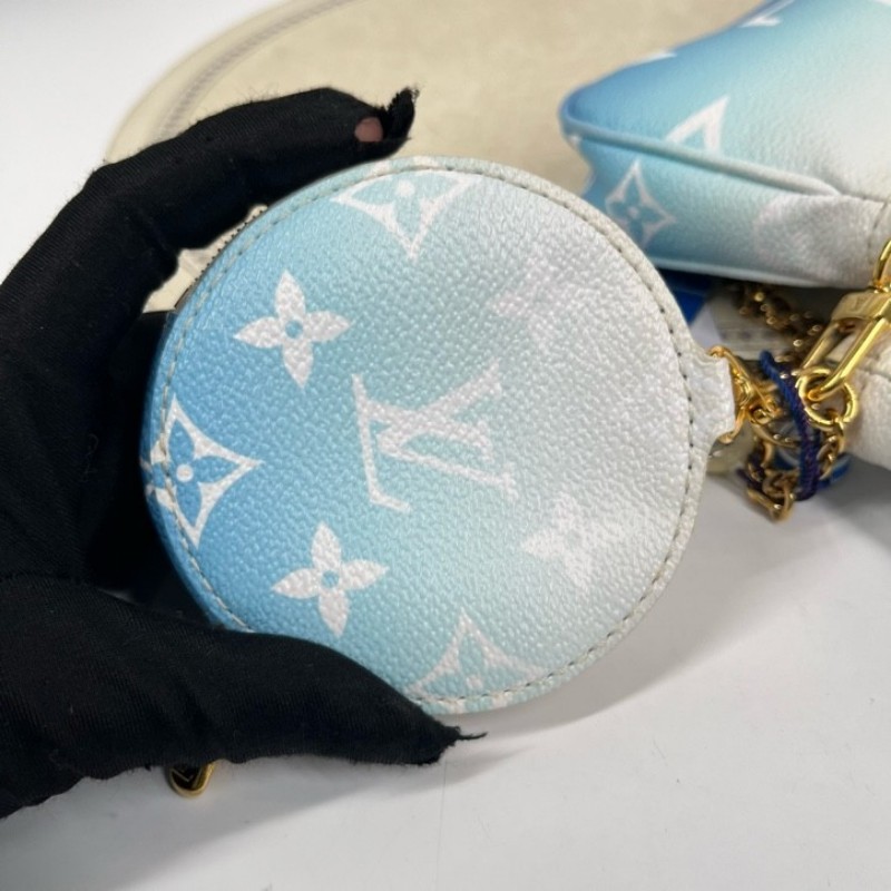 LV路易威登 夏日限定漸變藍色五合一組合包 帆布拼皮 麻將包腋下包手提單肩斜挎包 女款 清新又時尚-20