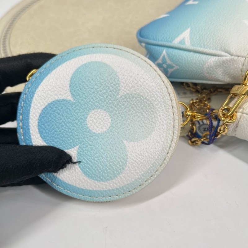 LV路易威登 夏日限定漸變藍色五合一組合包 帆布拼皮 麻將包腋下包手提單肩斜挎包 女款 清新又時尚-21