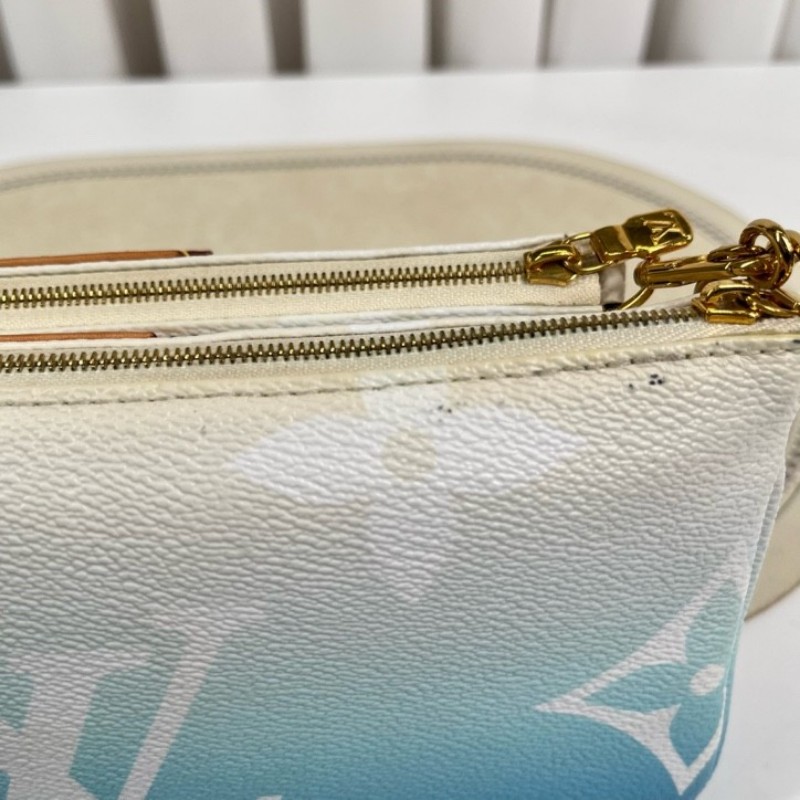 LV路易威登 夏日限定漸變藍色五合一組合包 帆布拼皮 麻將包腋下包手提單肩斜挎包 女款 清新又時尚-22