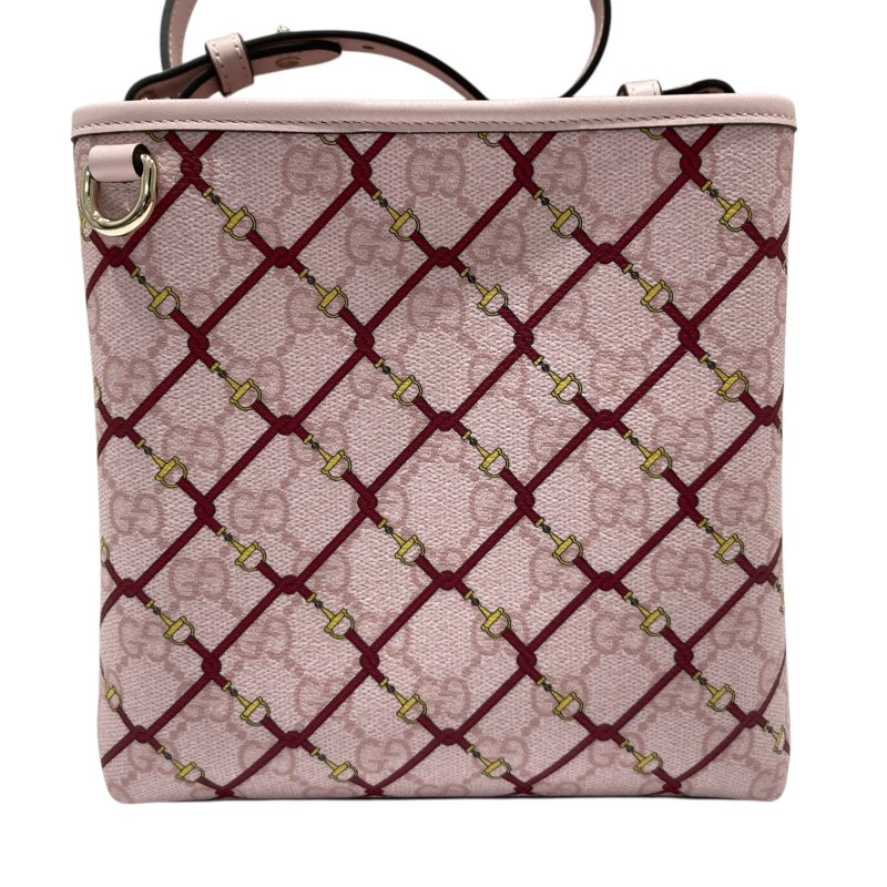 GUCCI 古馳 815118 GG標誌小水桶包 粉紅色 GG 圖案塗層布料-1