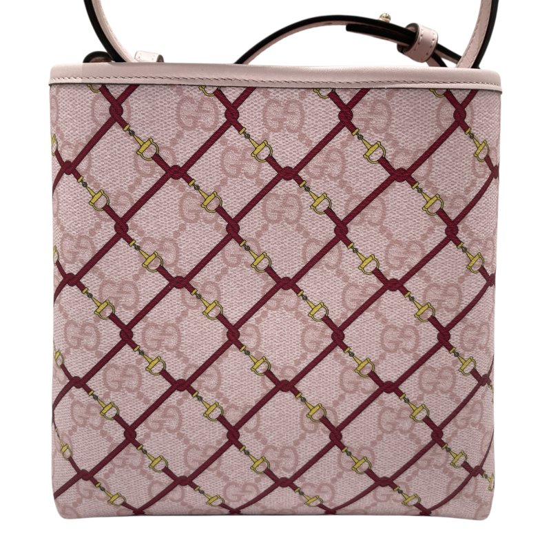 GUCCI 古馳 815118 GG標誌小水桶包 粉紅色 GG 圖案塗層布料-2