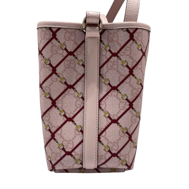 GUCCI 古馳 815118 GG標誌小水桶包 粉紅色 GG 圖案塗層布料-4