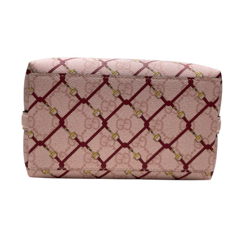 GUCCI 古馳 815118 GG標誌小水桶包 粉紅色 GG 圖案塗層布料-5