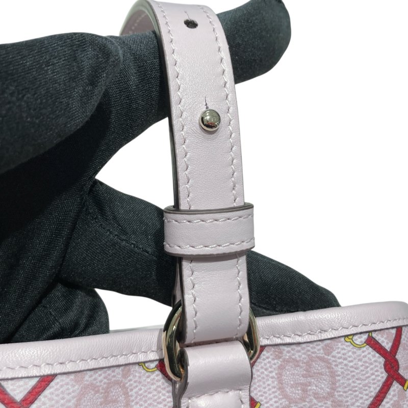 GUCCI 古馳 815118 GG標誌小水桶包 粉紅色 GG 圖案塗層布料-15