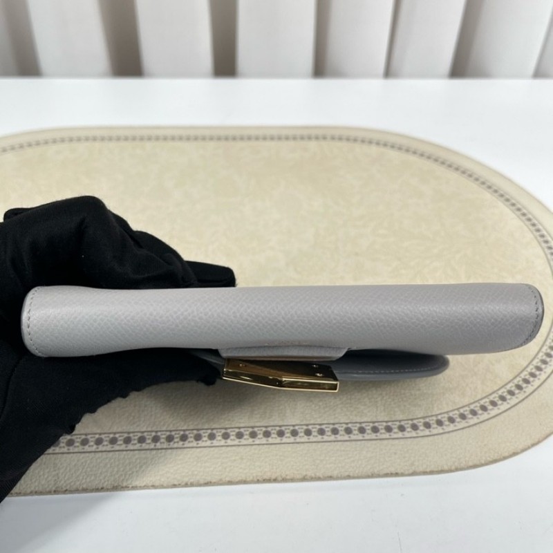 nj spy Celine賽琳 灰色短款錢包 內裡乾淨整潔 卡位多 容量大 有拉鏈隔層-14