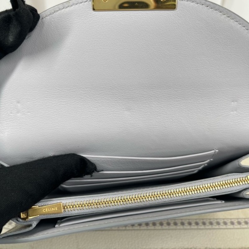 nj spy Celine賽琳 灰色短款錢包 內裡乾淨整潔 卡位多 容量大 有拉鏈隔層-23