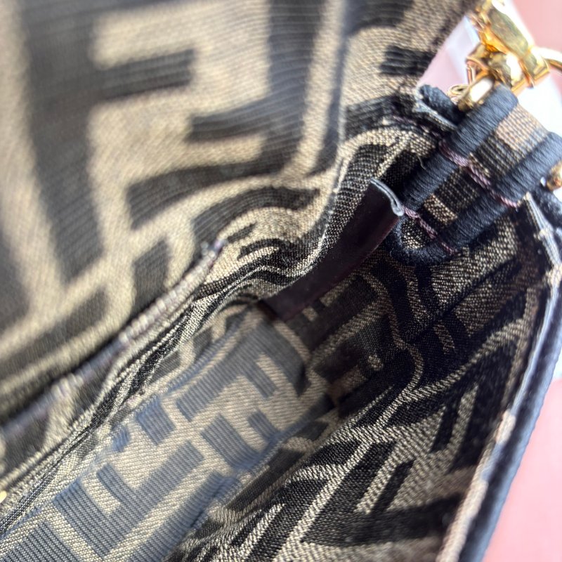 ::FENDI:: Baguette 棕色FF提花布料 迷你法棍 MINI鏈包 手提包-13
