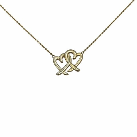 TIFFANY&CO. 蒂芙尼 緞帶雙心項鍊 K18YG