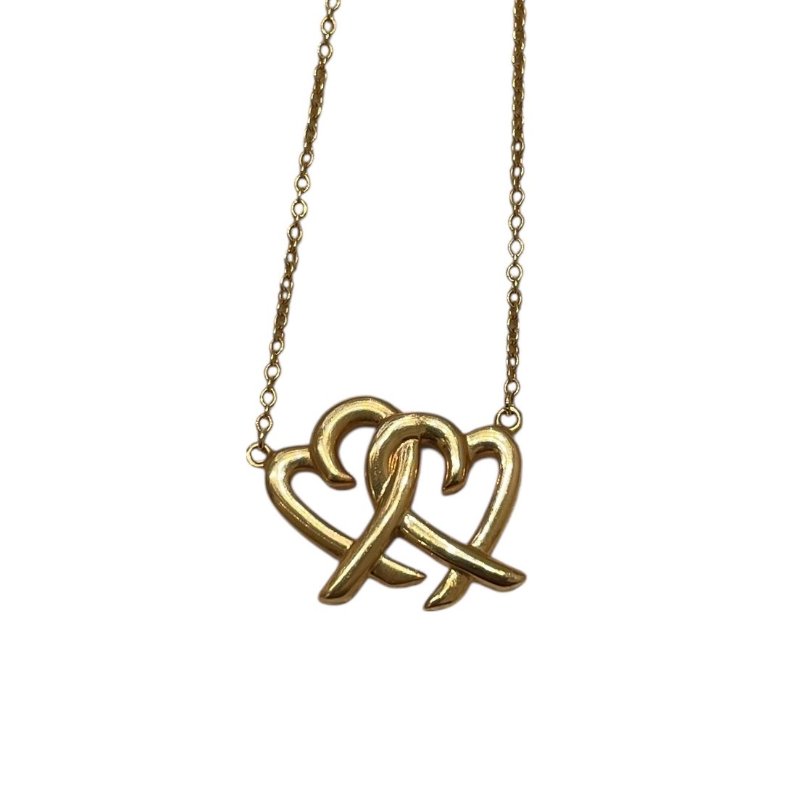 TIFFANY&CO. 蒂芙尼 緞帶雙心項鍊 K18YG-1