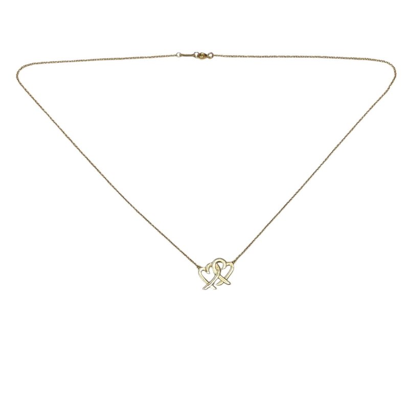 TIFFANY&CO. 蒂芙尼 緞帶雙心項鍊 K18YG-2