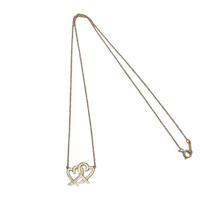 TIFFANY&CO. 蒂芙尼 緞帶雙心項鍊 K18YG-3